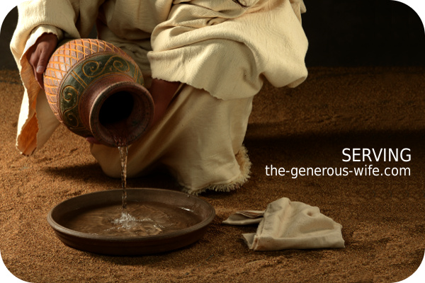 Jesus pouring water into a bowl